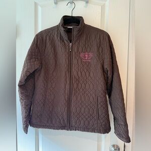 Destinations Brown Quilted Jacket with Pink Trim